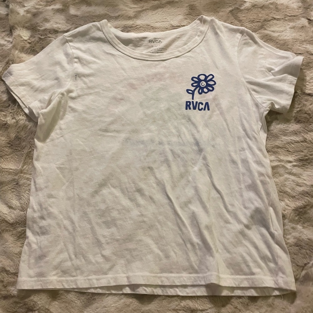 RVCA White and Blue Short Sleeve Tee